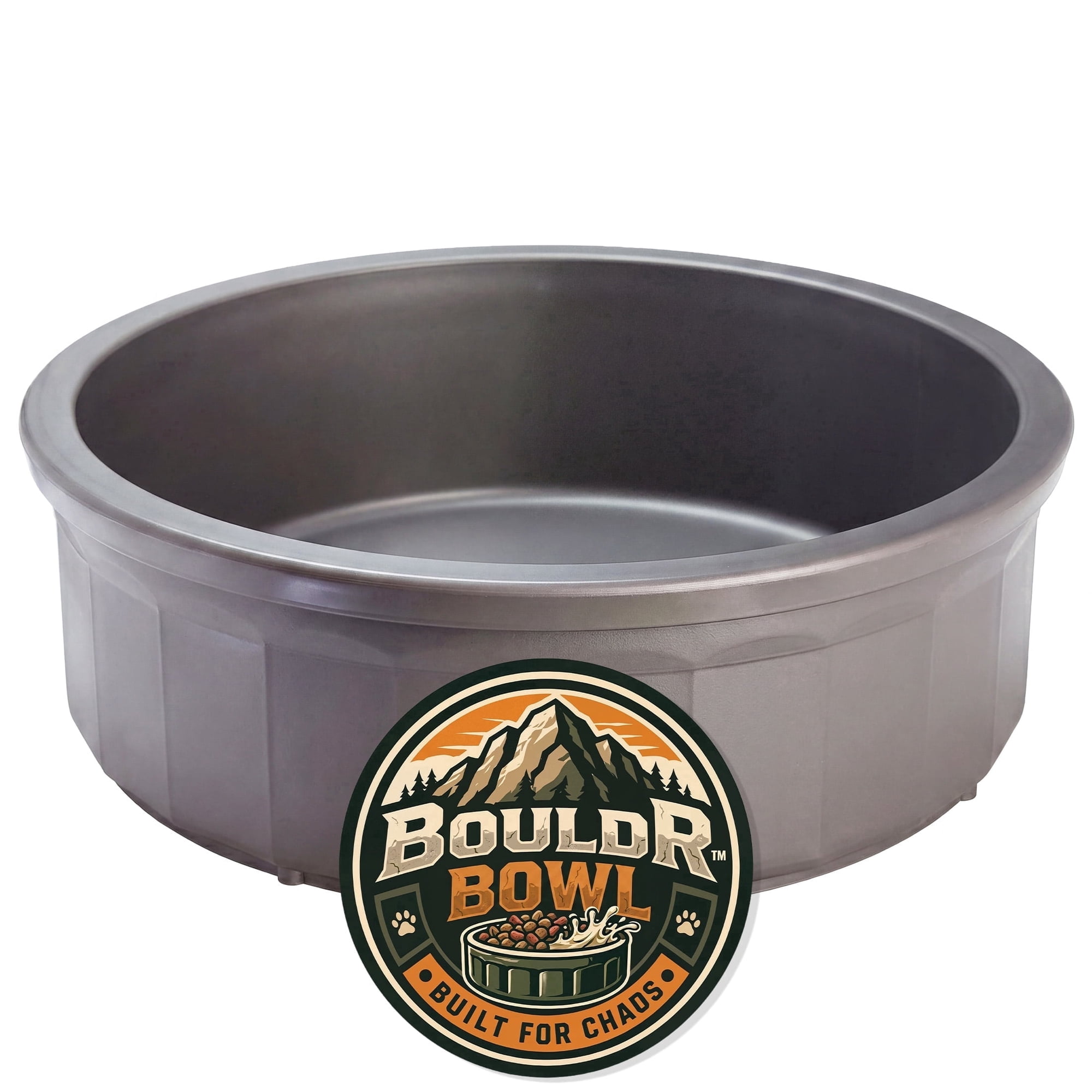 Plastic Dog Bowl - (Jumbo 96oz, Gray) Thick Crock - No Tip Pet Dish - Indoor/Outdoor - Easy Clean - BouldrBowl by Healthy Surplus