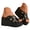 Black, variant on Women’s Floral Embroidered Mesh Slide Platform Sandals Slip On Espadrille Heels Breathable Open Toe Wedge Mules Blue Size 6