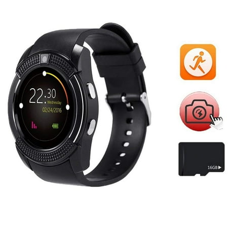 Touch Screen Smart Watch/Bracelet V8 Smart Wrist Watch Sleep Monitor Sports Pedometer Clock Watch Phone Support SIM TF Card 0.3MP Camera for Android (Best Pedometer For Android Phones)
