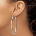 thumbnail image 3 of 925 Sterling Silver Rhodium Plated Women's Satin Finish & Diamond Cut Tube 2.5mm Hoop Earrings | 60mm, 3 of 4