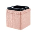 thumbnail image 3 of Inspired Home Allen Pouf en Fausse Fourrure avec Espace de Rangement, Plateau de Service en Forme de Cube, Dessus, Blush, 3 of 8
