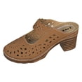 thumbnail image 6 of Mules for Women Bohemian Hollow out Closed Toe Heeled Sandals Summer Casual Slip on Slides Breathable Orthopedic Shoes Brown Size 8.5, 6 of 6