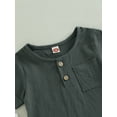 thumbnail image 5 of vera natura 2Pcs Baby Boy Summer Outfits, Short Sleeve Button Down Pocket Tops + Shorts Set Toddler Clothes, 5 of 8