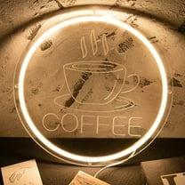 UPONRAY Coffee Neon Signs, 11.8"*11.8" Dimmable & USB-Powered LED Neon Light, Stylish Wall Decor for Cafe, Restaurant, Shop, Hotel Lobby, Kitchen