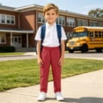 thumbnail image 2 of JUMEYU School Pants for Boys Uniform Casual Pull On Trousers with Side Pockets Straight Leg Relaxed Fit Pant 3T-9T (Wine,6T 7T), 2 of 9