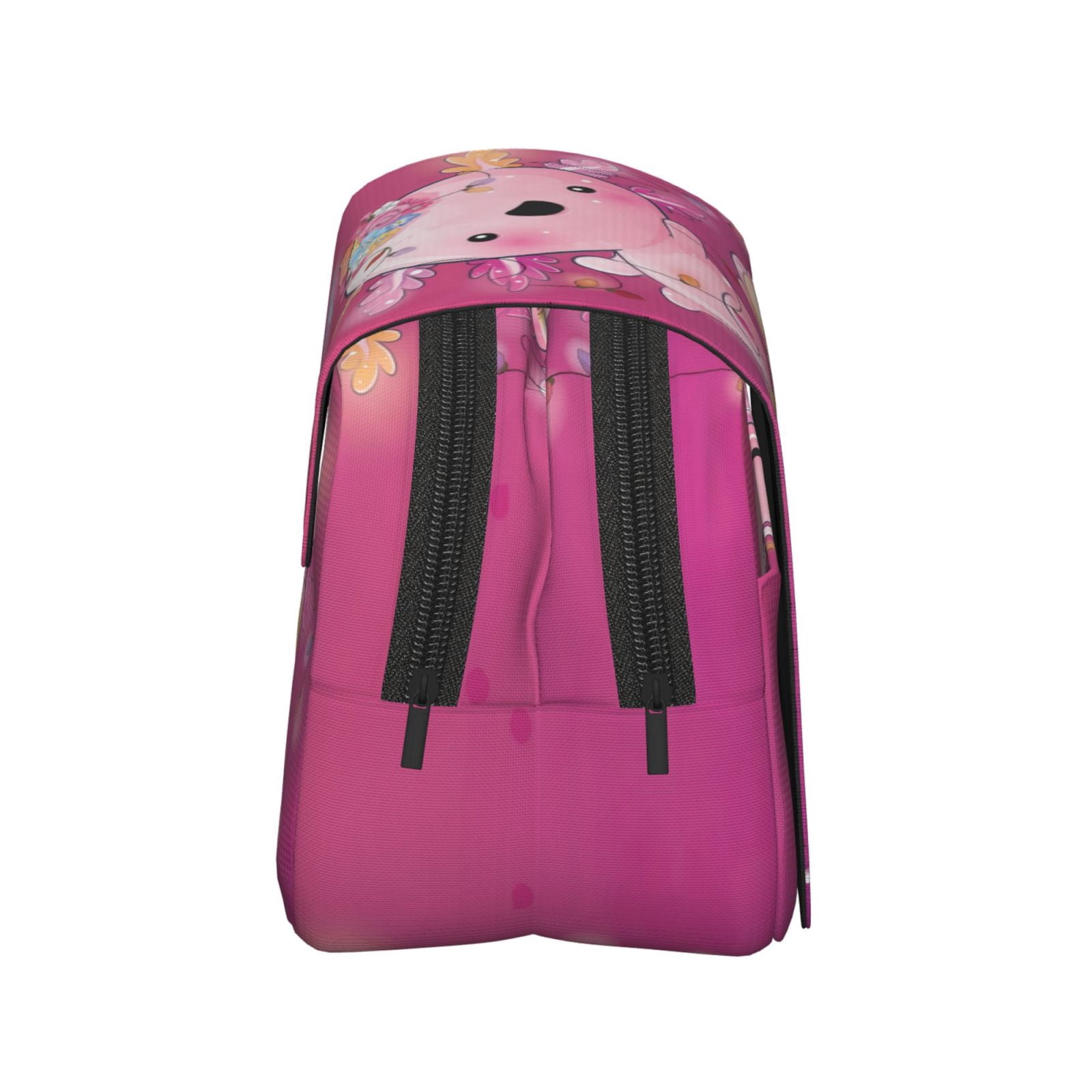 Rateoe Cute Pink Axolotl A Pattern Double Clamshell Pen Case, Storage Organizer with Two Zipper Compartments– Holds Up to 50 Pencils & Pens