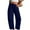 001 Dark Blue, variant on Women Fashion Solid Casual Trousers Sport Button Pocket Long Pants