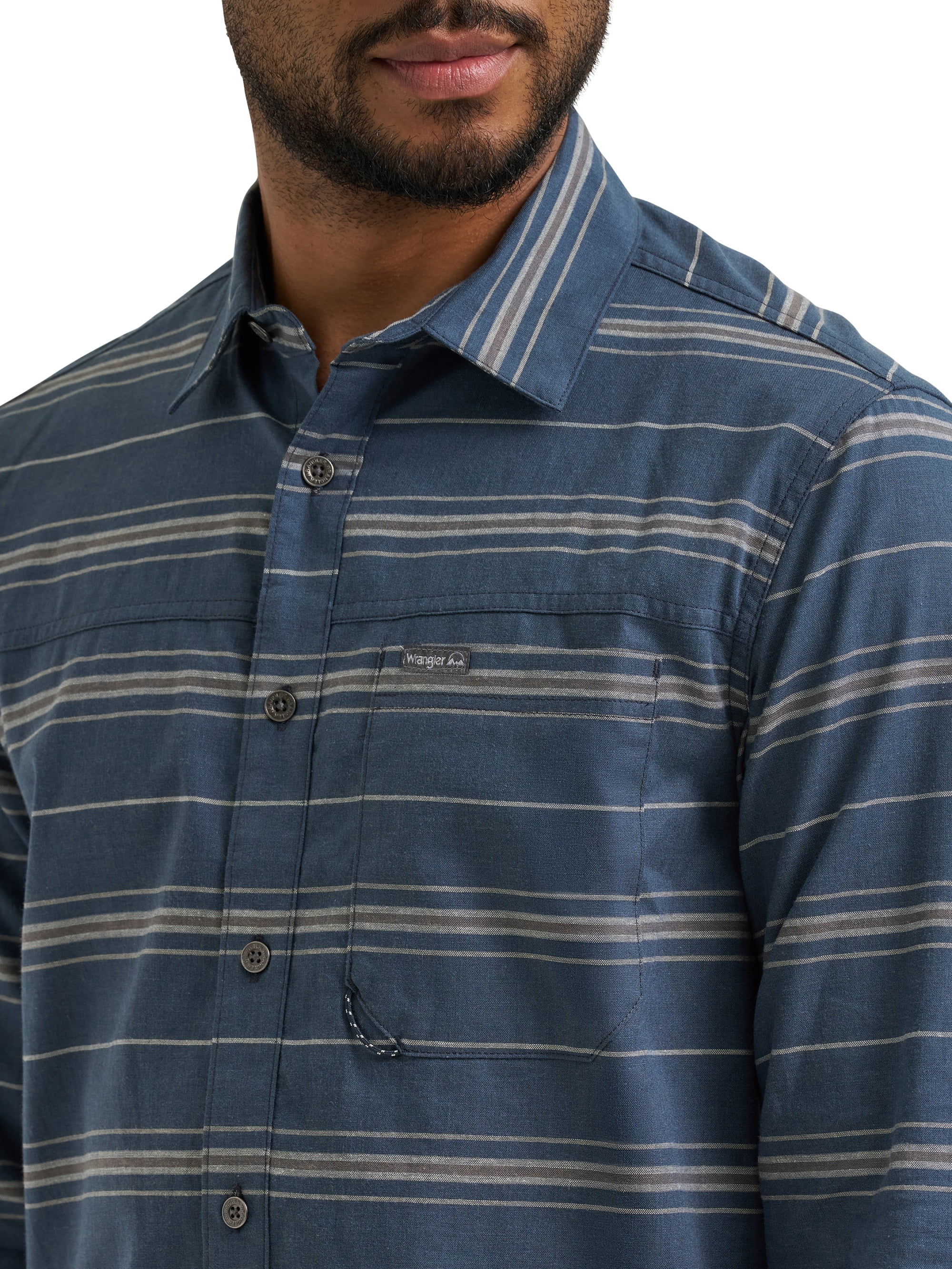Wrangler Mens Long Sleeve Outdoor Single Pocket Shirt, Sizes S-3XL