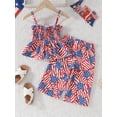 thumbnail image 3 of CIYCuIT Toddler Baby Girls 4th of July Long Pants Sets Star Striped Print Sleeveless Shirred Ruffled Cami Tops + Trousers 2Pcs Infant Casual Summer Cute Outfits 6M-3T, 3 of 8