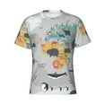 thumbnail image 3 of Naloa The World Map with Cartoon Animals Men's T-Shirt Sport T-shirt Men's Basic Tee Casual Men's Shirt, Round Neck, Short Sleeves - X-Large, 3 of 5