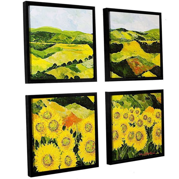 ArtWall Allan Friedlander "Sunflowers And Sunshine" 4-Piece Floater-framed Canvas Square Set