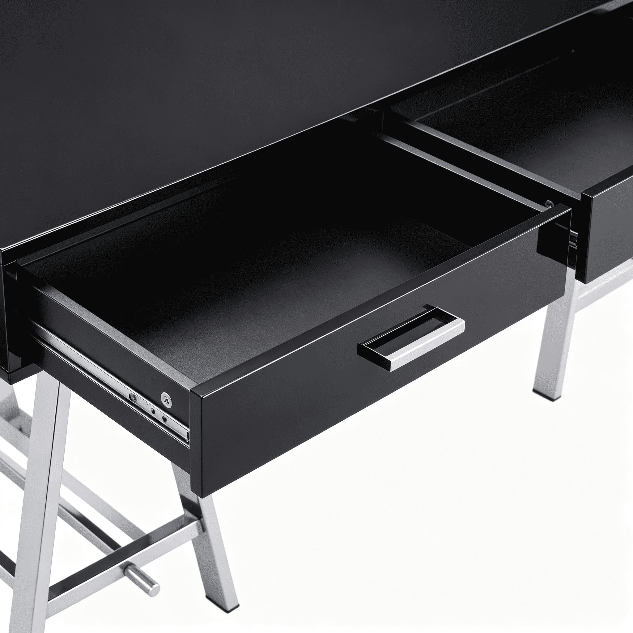 Astoutdoor Black High Gloss and Chrome Writing Desk with USB Port