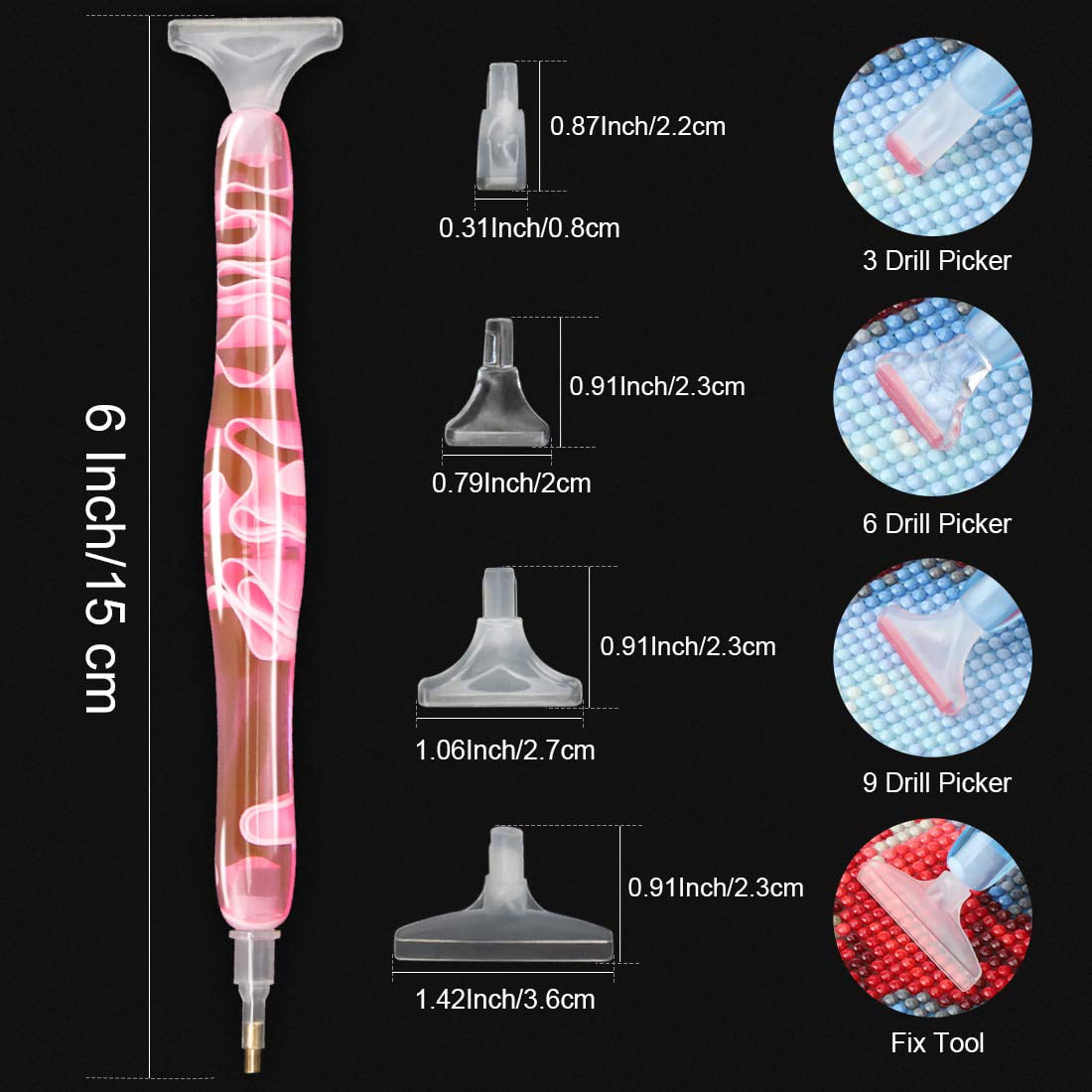 Diamond Painting Pen Handmade Resin Diamond Painting Pens with Glue Clay and Various Tips More Comfortable and Faster 5D Diamond Painting Tools