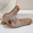 thumbnail image 6 of Slippers for Women,Stylish Opentoe Wedges With Leather Top And Flower Slippers Are Comfortable Shoes With Temperament,Womens Slippers,Pink,6, 6 of 9