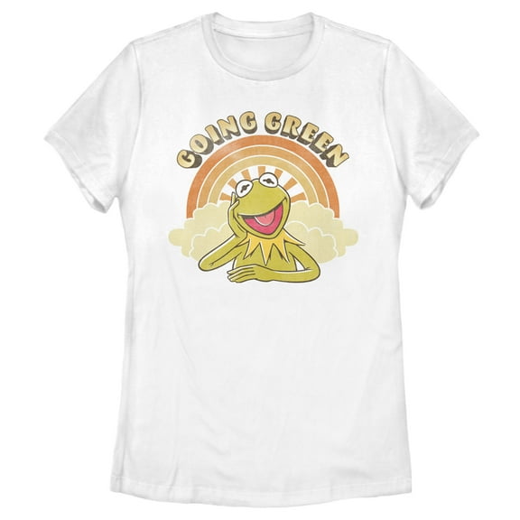 Women's The Muppets Kermit Retro Green  Graphic Tee White 2X Large