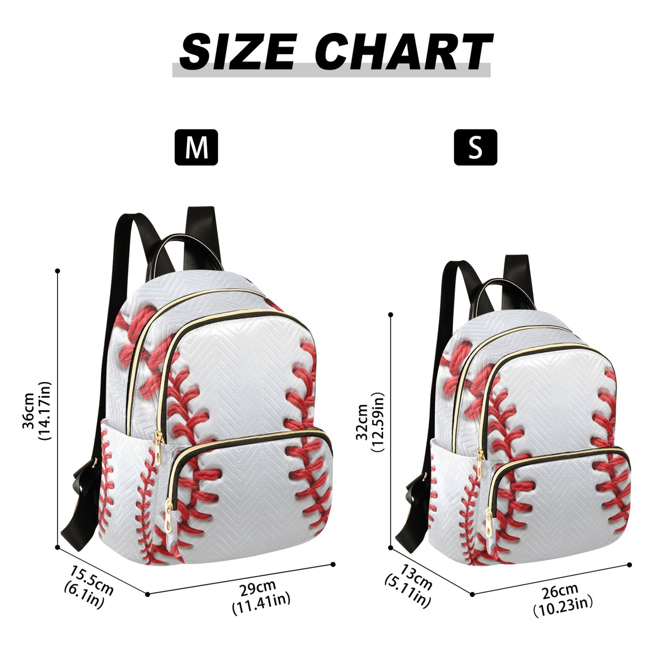 White Baseball Close Up Quilted Backpack Fashion Daypack Commuter Bag for Women 8.5 L