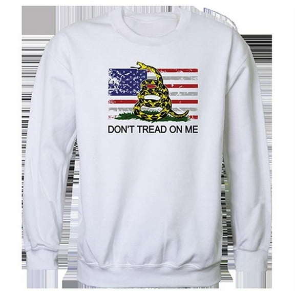 Rapid Dominance  Flag with Gadsden Graphic Crewneck Sweatshirt, White - Extra Large
