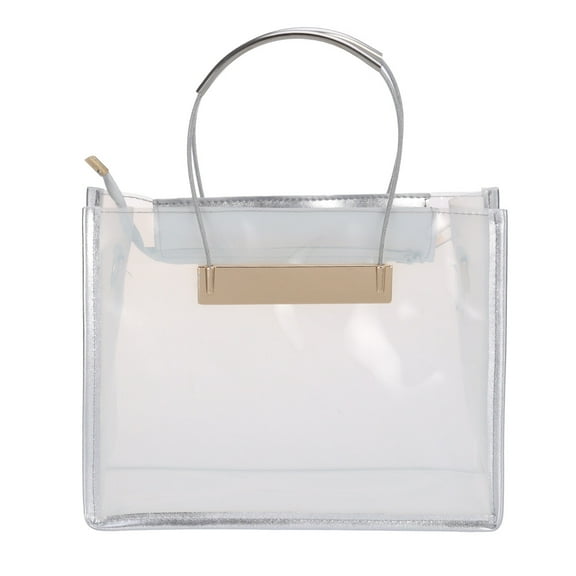 GOOHOCHY 2Pcs Set Shoulder Purses for Women Transparent Plastic Casual for Shopping 10.6x3.5x7.5in