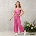 thumbnail image 2 of Staki Toddler Baby Girl Clothes Sleeveless Floral Ruffle Tank Tops and Long Pants Summer Outfits for Little Girls 7Y 8Y 9Y(Hot Pink,11-12 Years), 2 of 5