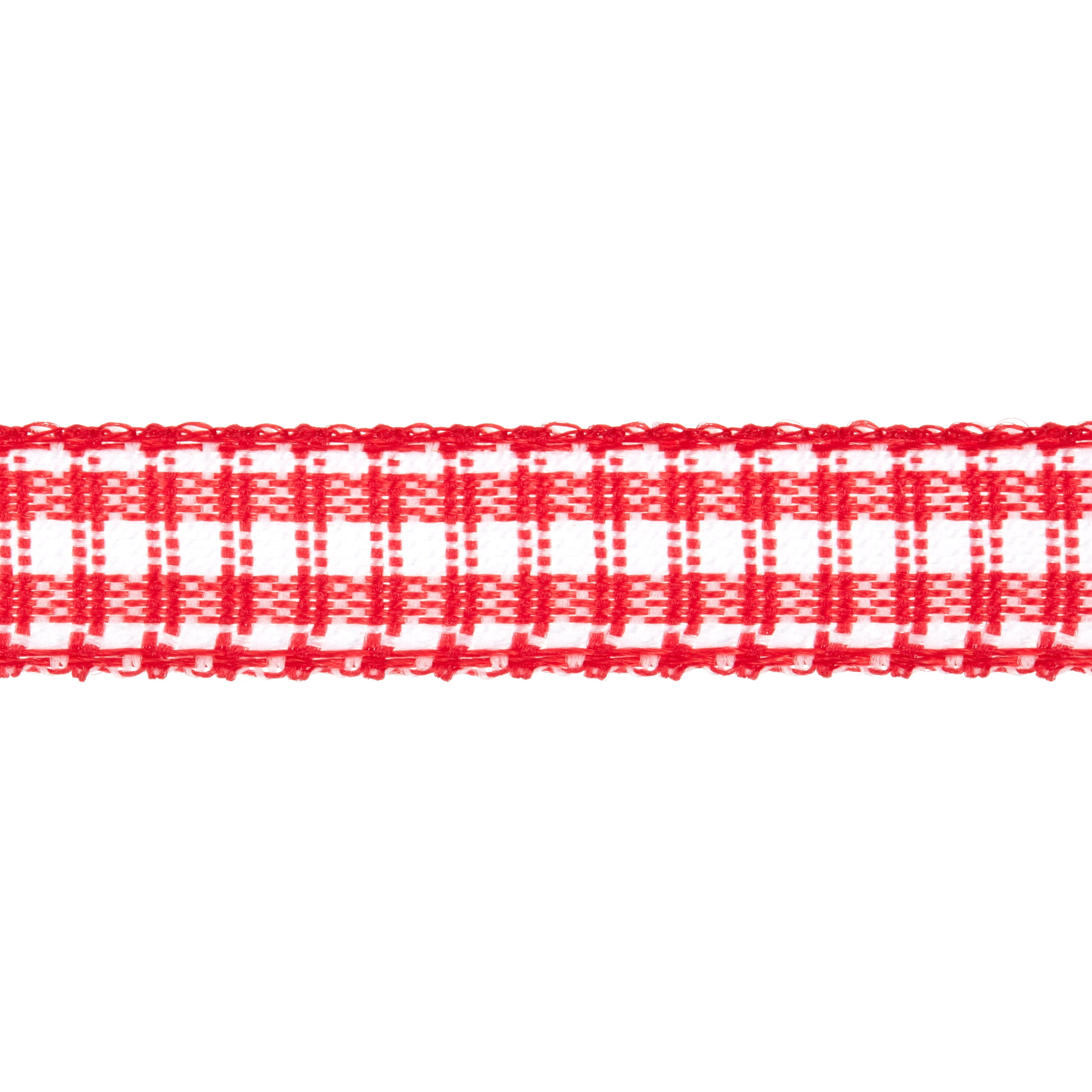 (4 pack) Offray Ribbon, Red and White 1/4 inch Microcheck Woven Ribbon, 12 feet