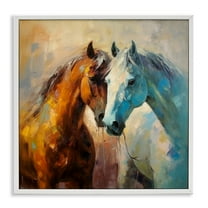 Stupell Industries Painterly Horse Pair Animals & Insects Painting White Framed Art Print Wall Art, 17 x 17