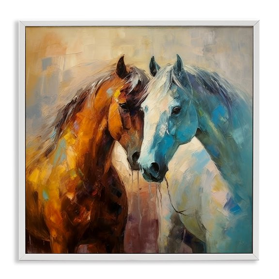 Stupell Industries Painterly Horse Pair Animals & Insects Painting White Framed Art Print Wall Art, 17 x 17