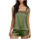 thumbnail image 1 of Fuera Del Hombro Tops para las Mujeres Manga Larga Casual sin Mangas Vendaje Sólido Y la Cintura Elástica Pantalones Cortos Conjuntos para el Verano, 1 of 7