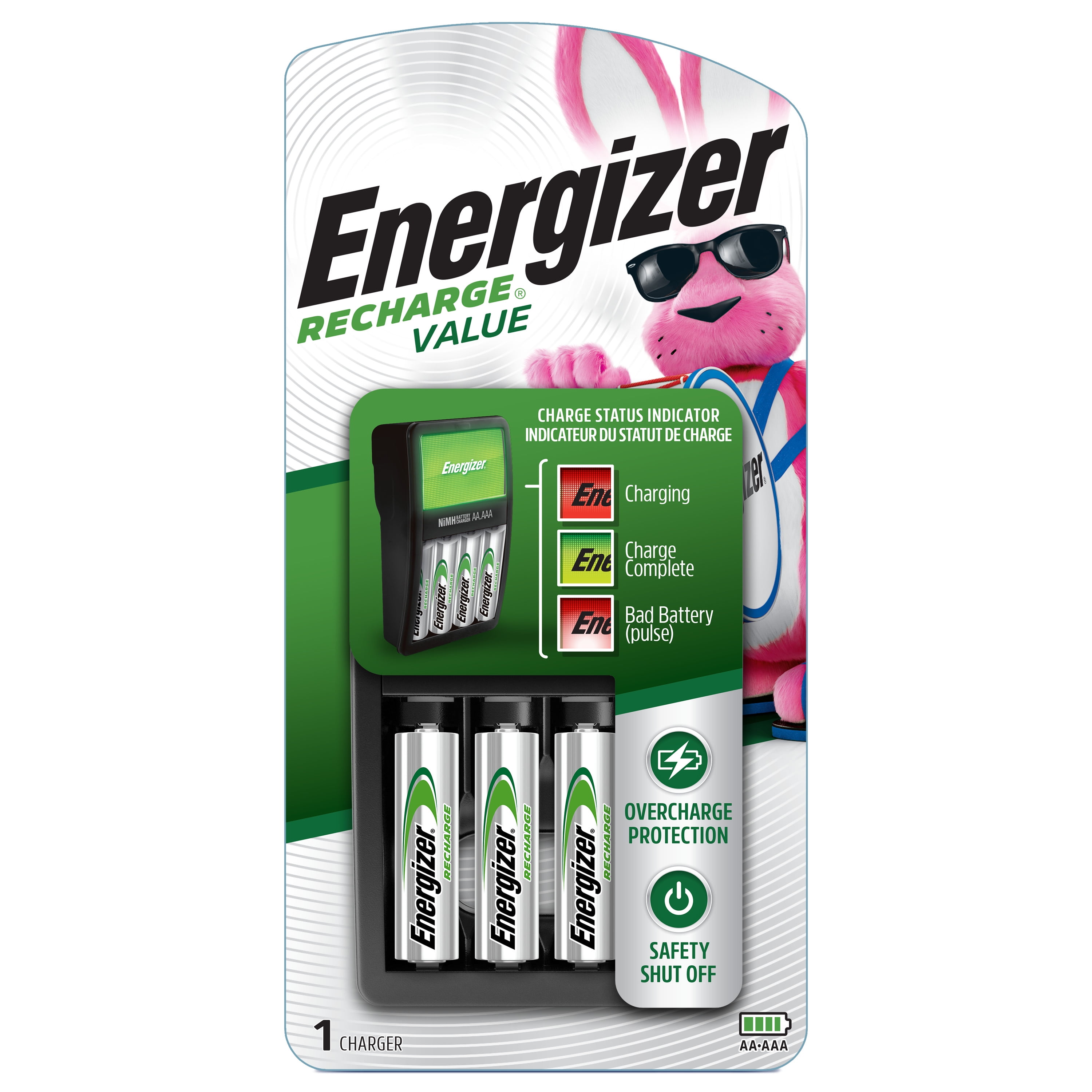 Energizer Rechargeable AA and AAA Battery Charger Recharge Pro w/ 4 AA NiMH 