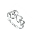 thumbnail image 4 of CHOOSE YOUR COLOR Clear CZ Cutout Heart Ring .925 Sterling Silver Thumb Band White Female Size 5, 4 of 4