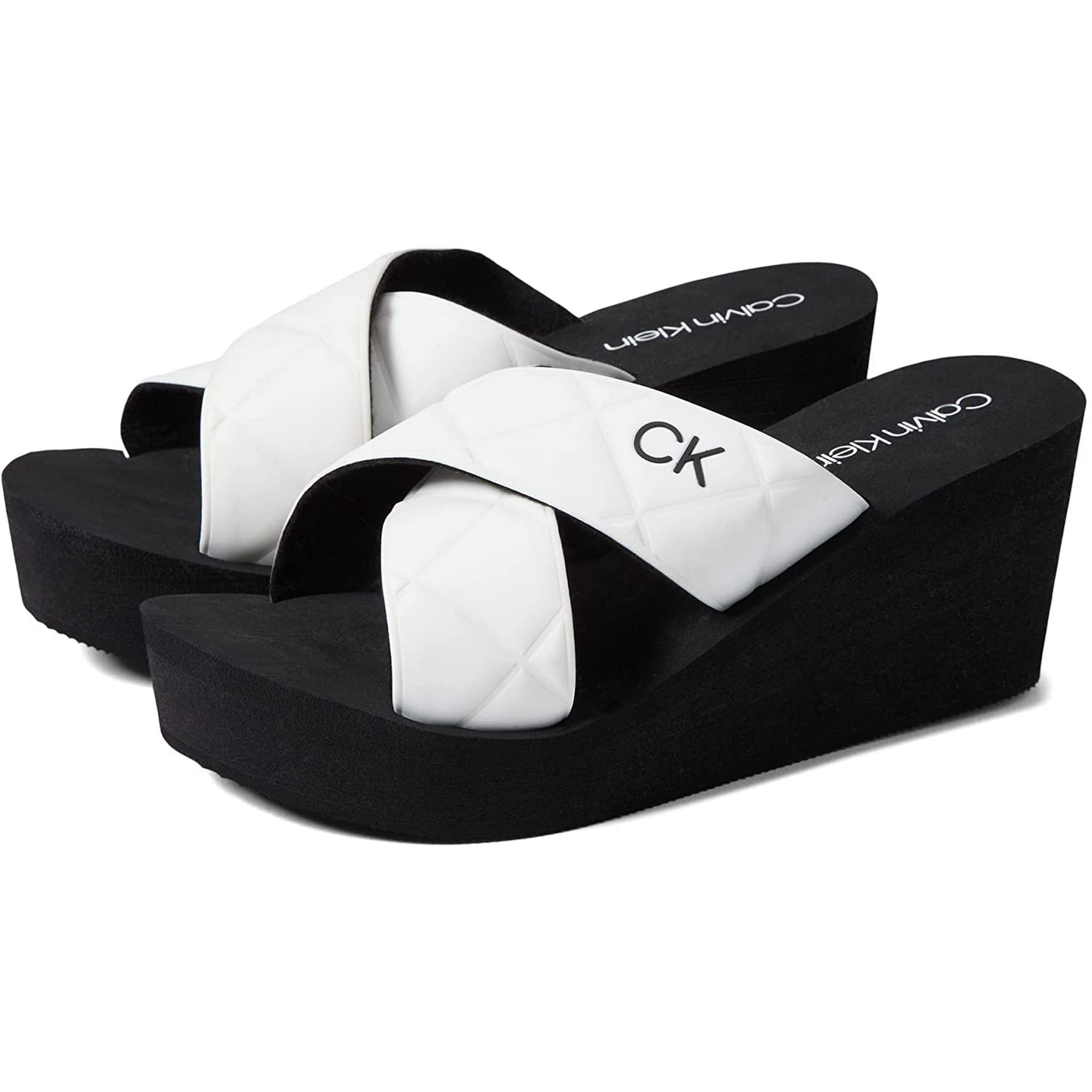 Calvin Klein Rhena Wedge Sandal 9 White - Walmart.com