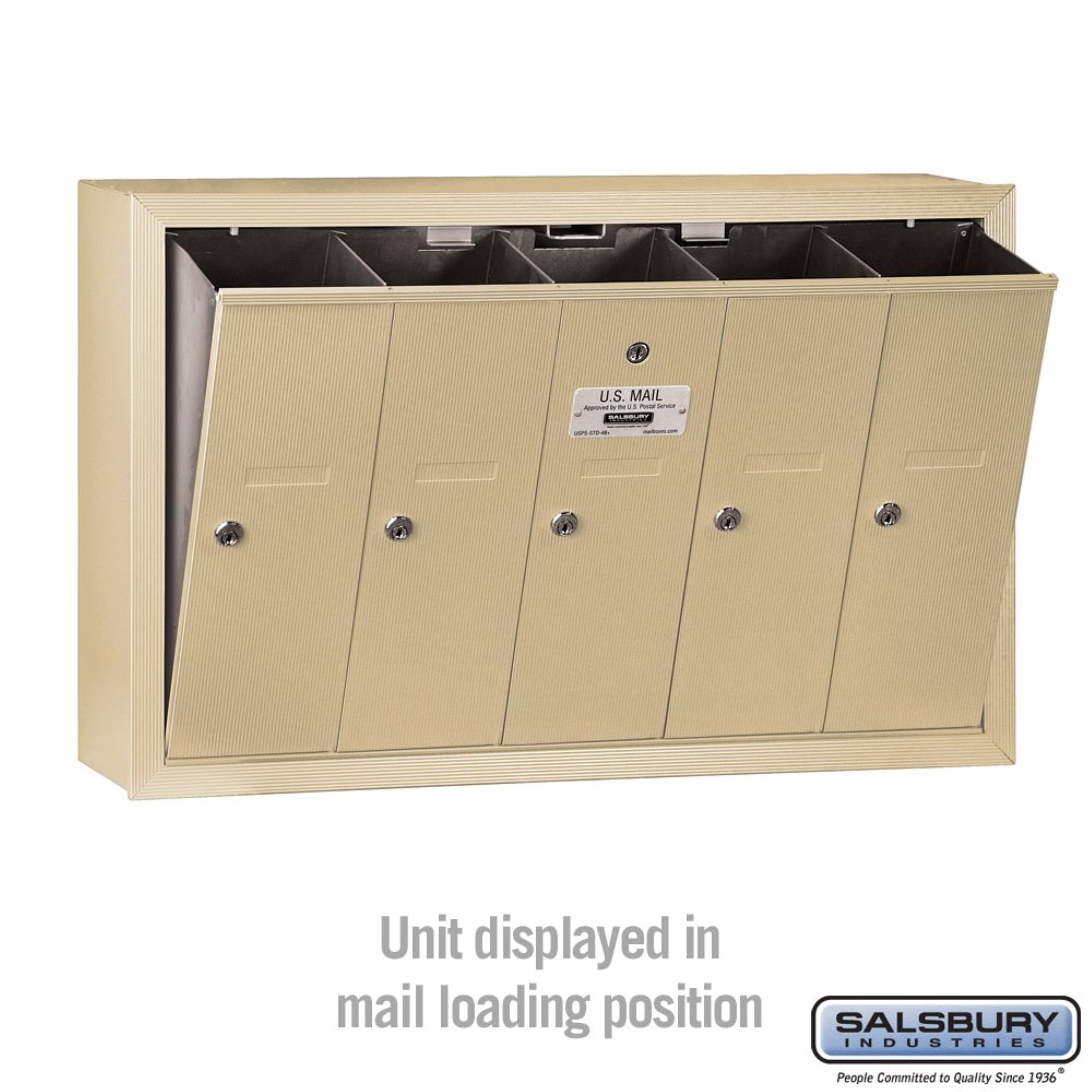 Vertical Mailbox - 5 Doors - Sandstone - Surface Mounted - USPS Access