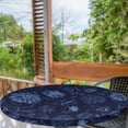 thumbnail image 2 of Ambesonne Floral Fitted Round Tablecloth, Watercolor Fashion Flora Art, 56"- 60" Diameter, Dark Petrol Blue Teal, 2 of 5