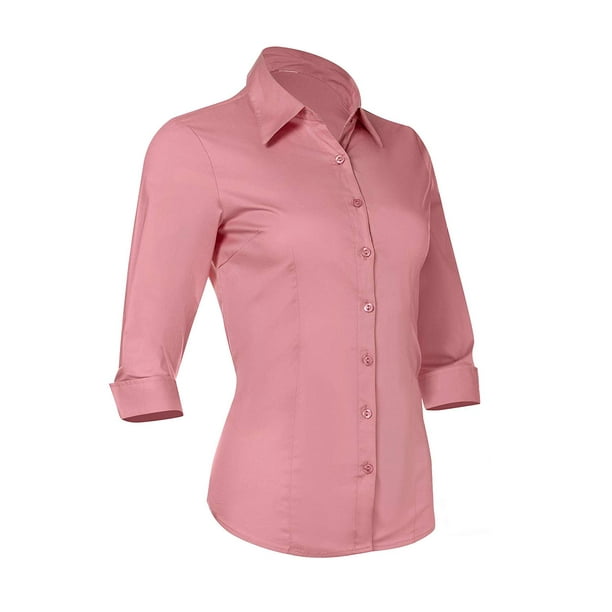 Pier 17 Button Down Shirts for Women by Tailored, 3/4 Sleeve Shirt with ...