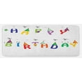 thumbnail image 1 of Birthday Kitchen Mat, Celebration Colorful Letters on Ropes Funny Faces Pointy Party Hats, Plush Decorative Kitchen Mat with Non Slip Backing, 47" X 19", Multicolor, by Ambesonne, 1 of 1