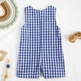 thumbnail image 5 of Baby Onesies for Boys Newborn Baby Boys Sleeveless Seersucker Romper One Piece Straps Overalls Striped Jumpsuit Summer Smocked Clothes, 5 of 7