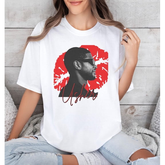 Retro Usher T-Shirt, Unisex Cotton Shirt For Music Lovers, Vintage Concert Outfit, 90s Nostalgia Shirt,White Color,Size 2XL