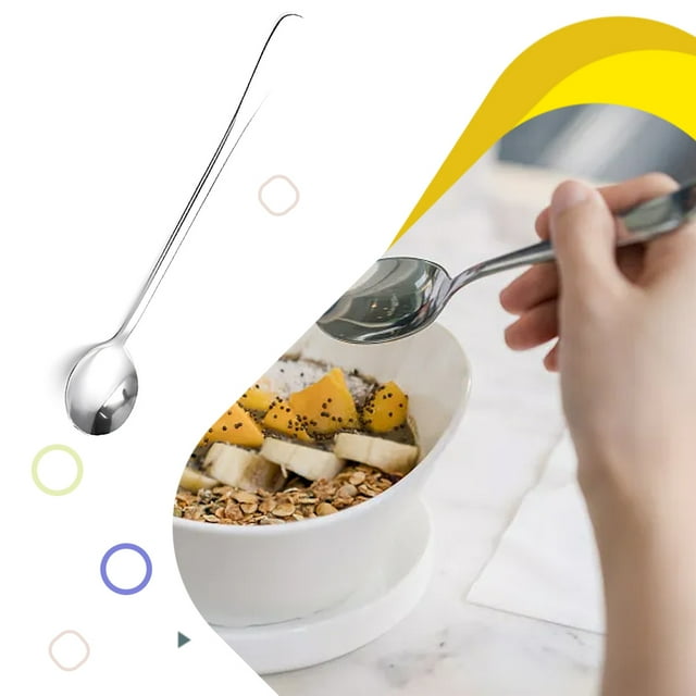 Langgg Portable And Durable Stainless Steel Teaspoon For Office Stirring Office Stirring Spoon Teaspoon silver spoon 1Set
