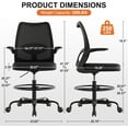 thumbnail image 2 of Tall Office Chair for Standing Desks,High Desk Drafting Chair with Adjustable Footrest Ring,Ergonomic Lumbar Support,Flip-Up Armrests for Home Office,Black, 2 of 6