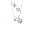 thumbnail image 2 of Delight Jewelry Silvertone Mini Translucent Orange Paw Silver tone Snowflake Charm Necklace and Stud Earrings, 2 of 4