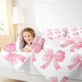 thumbnail image 4 of Castle Fairy Kawaii Ribbon Bowknot 2Pcs Bedding Comforter Set for Women Girls Children,Pink White Twin Comforter Sets,Dreamy Princess Breathable Bedding Set,Luxury Bedroom Decor, 4 of 8