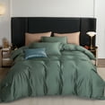 thumbnail image 4 of MooMee Duvet Cover Set King 600-TC 100% Long-Staple Cotton Sateen Silky Smooth Luxury (Duck Green, 104"x90"), 4 of 6
