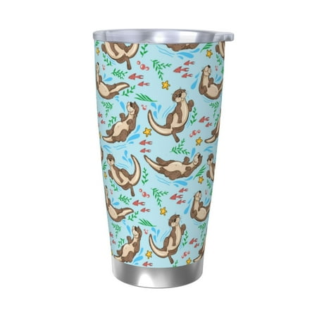 

Goofa Cute Otters for 20 oz Skinny Tumbler Stainless Steel Coffee Mug Slim Vacuum Insulated Travel Cup Car Cup-Without Straw