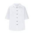 thumbnail image 7 of Cotton Linen For Women Collared Button-Up Shirts Short Sleeve Blouses Plain Basic Tunic Top Loose Fitted Shirts Elegant Bussiness Work Clothes With Pocket Summer, 7 of 7