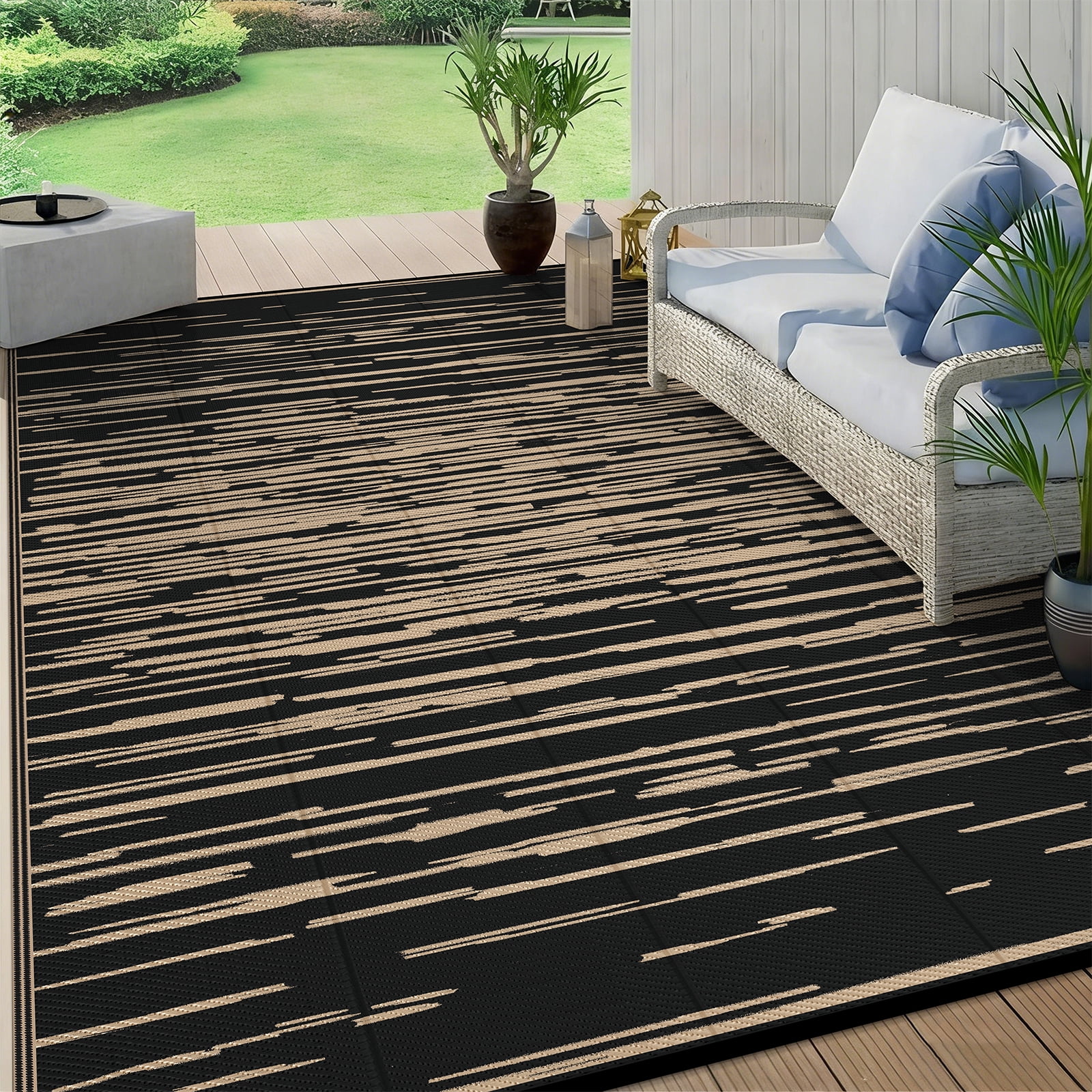 Ileading Outdoor Rugs 8'x10' for Patios Clearance Waterproof Patio Rugs Reversible Mats Plastic Straw Rug Large Outside Area Rug Door Mat for RV,Patio,Backyard,Deck,Beach,Trailer,Camping