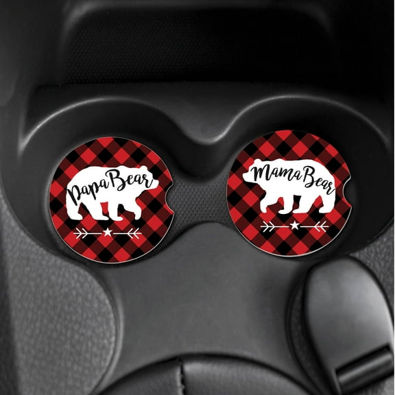 Mama and Papa Bear Set of 2 Car Coasters