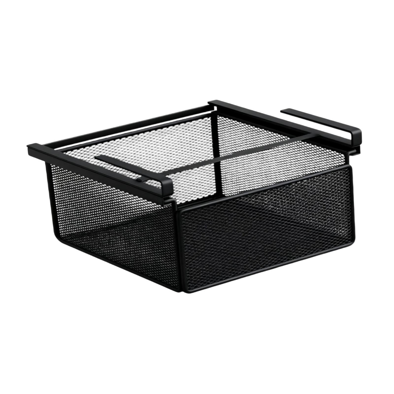 Baoblaze Removable Under-Shelf Storage Basket, Hanging Under-Desk Organizer, Drawer Tray, Black