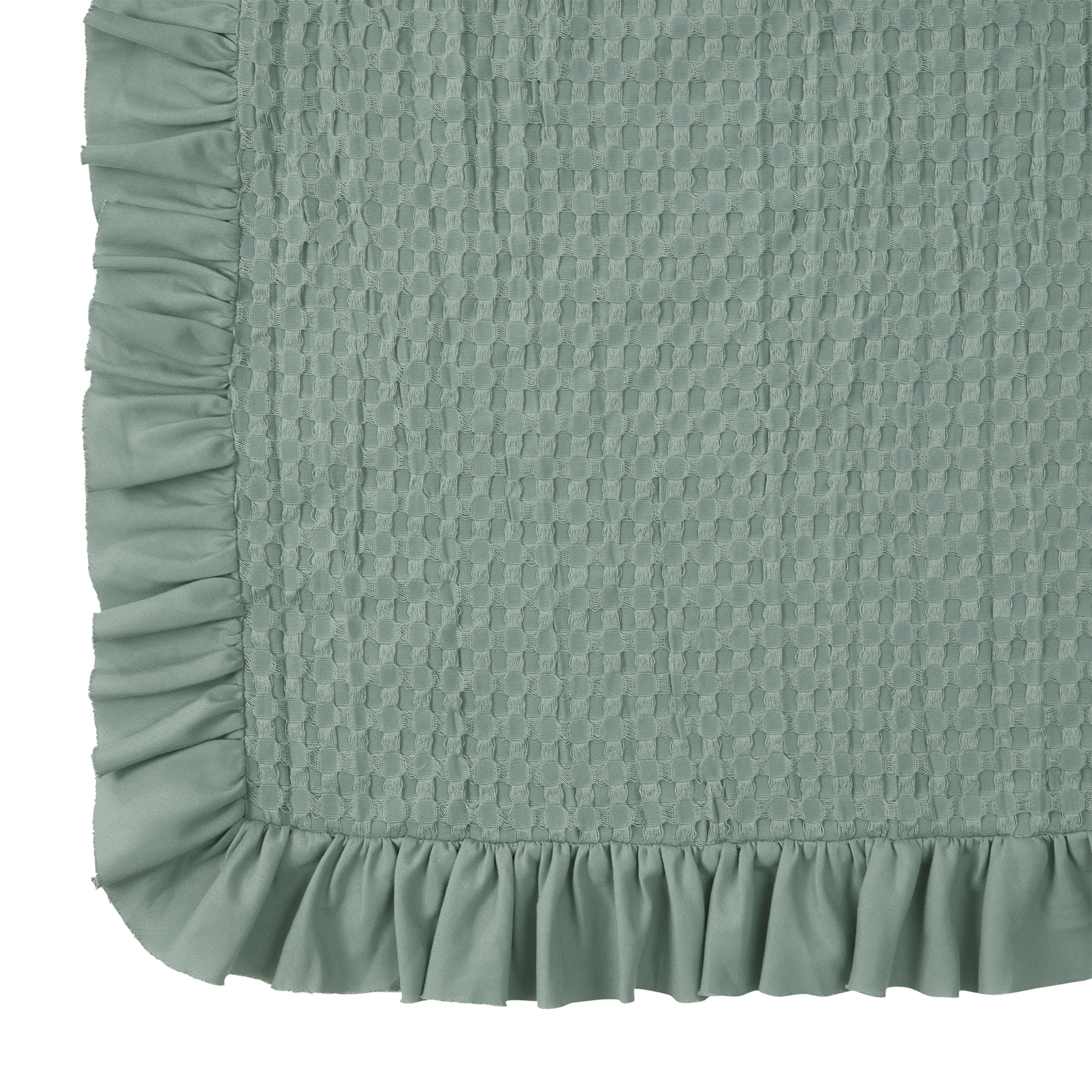 My Texas House Ella Green Waffle Woven Microfiber Bed Blanket, King