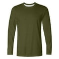 thumbnail image 4 of BADHUB Men's Big & Tall Casual T Shirts Long Sleeve Crew Neck Stretch Tees Solid Color Basic Tops Valentine's Day Gift for Men Army Green M, 4 of 5