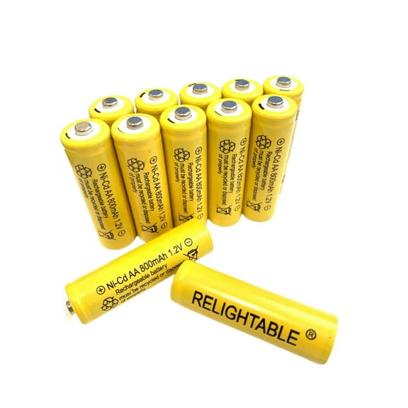 12-PCS 800mAh Rechargeable NiCd AA Ni-Cad Batteries for Solar Light RELIGHTABLE P12