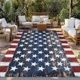 thumbnail image 2 of 4th of July Star Outdoor Rug 6x9 Ft - Reversible Patio Rug Outdoor Camping Rugs, Retro Blue Star Red Striped Independence Day Indoor Outdoor Area Rugs, Non-Slip Outdoor Carpet Runner for Deck/Porch, 2 of 8